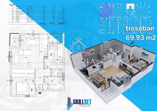 Однокомнатная квартира, 45 м², Лештане, Гроцка, фото 9
