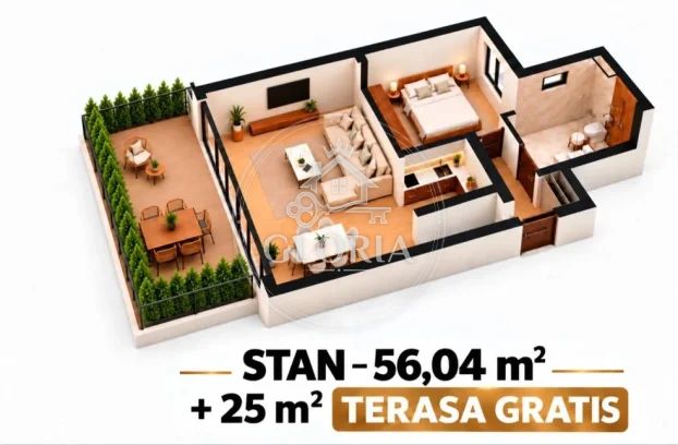 1,5-комнатная квартира, 56 м², Вождовац